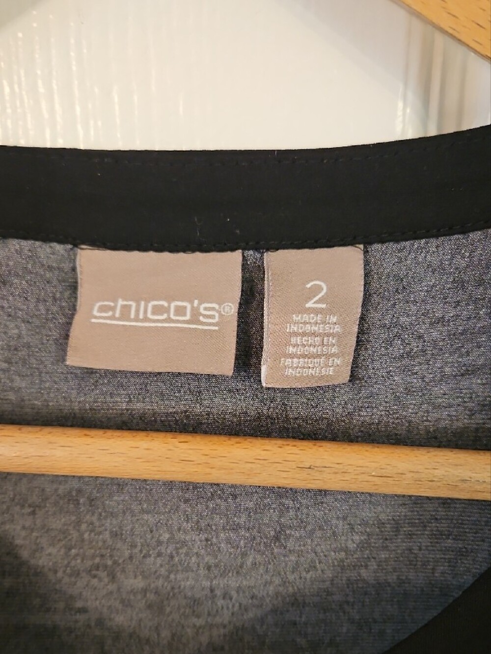 Chico's Black Leopard & Stripe Lace-Up Long Sleeve Top - Picture 2 of 7